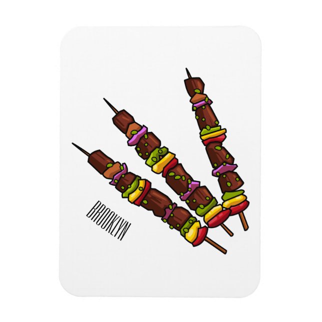 Kebab or kabob cartoon illustration magnet (Vertical)