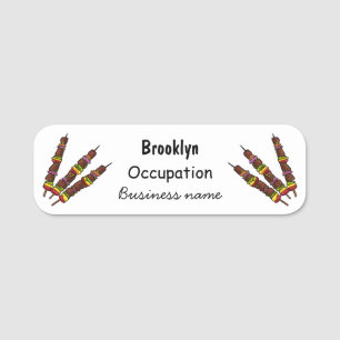 Kebab or kabob cartoon illustration name tag