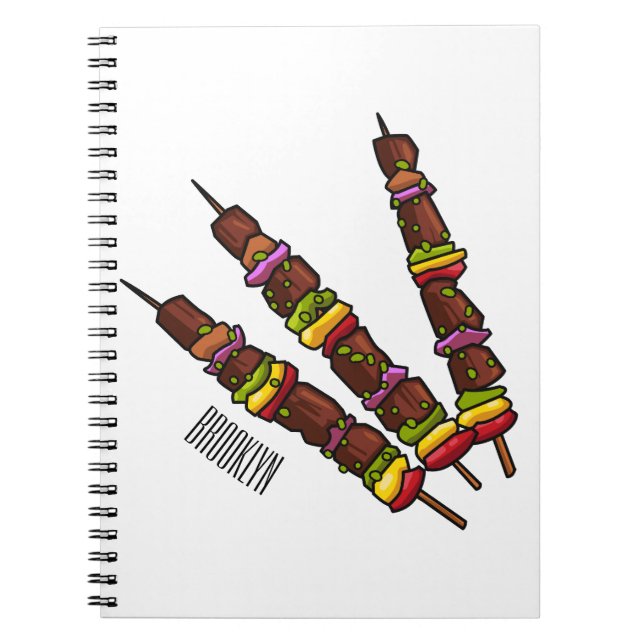 Kebab or kabob cartoon illustration notebook (Front)