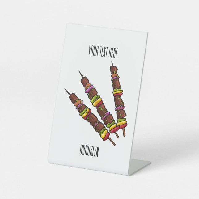 Kebab or kabob cartoon illustration pedestal sign (Front)