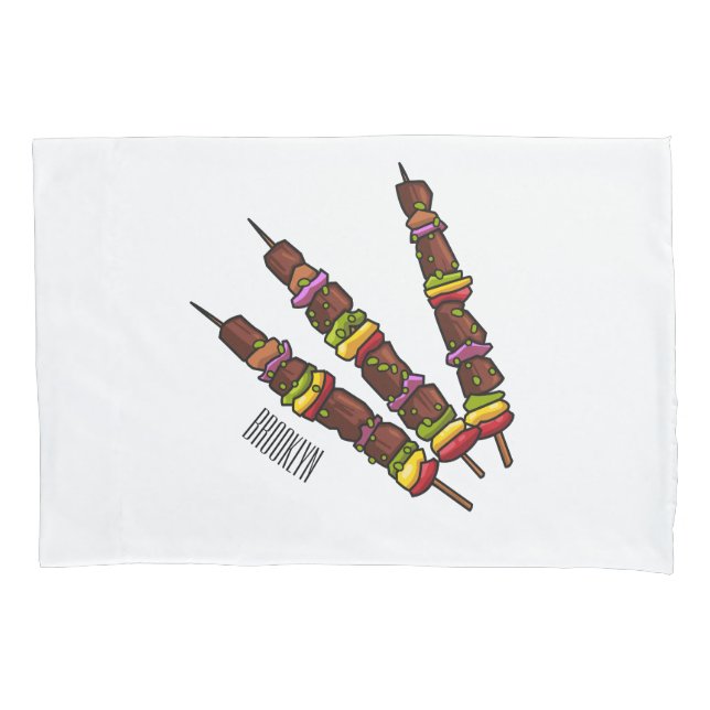 Kebab or kabob cartoon illustration pillowcase (Front)