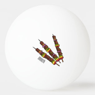 Kebab or kabob cartoon illustration ping pong ball