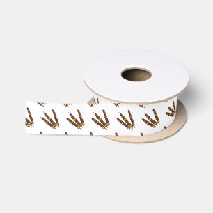 Kebab or kabob cartoon illustration satin ribbon