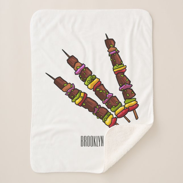 Kebab or kabob cartoon illustration sherpa blanket (Front)