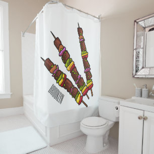Kebab or kabob cartoon illustration shower curtain