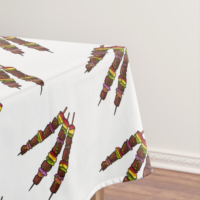 Kebab or kabob cartoon illustration tablecloth (In Situ)