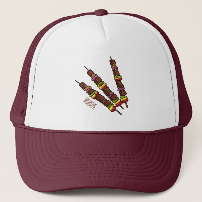 Kebab or kabob cartoon illustration trucker hat (Front)