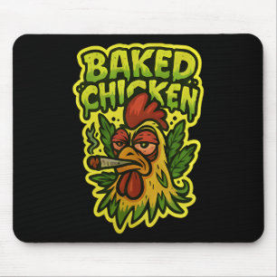 Ked Chicken Rooster Smoking Weed Stone Mouse Pad