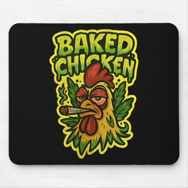 Ked Chicken Rooster Smoking Weed Stone  Mouse Pad (Front)