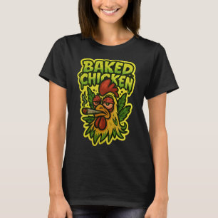 Ked Chicken Rooster Smoking Weed Stone T-Shirt