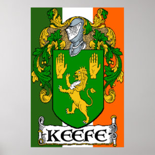 Keefe Coat of Arms Irish Flag Print