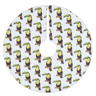 Keel-billed toucan bird cartoon illustration brushed polyester tree skirt