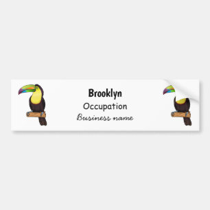 Keel-billed toucan bird cartoon illustration bumper sticker