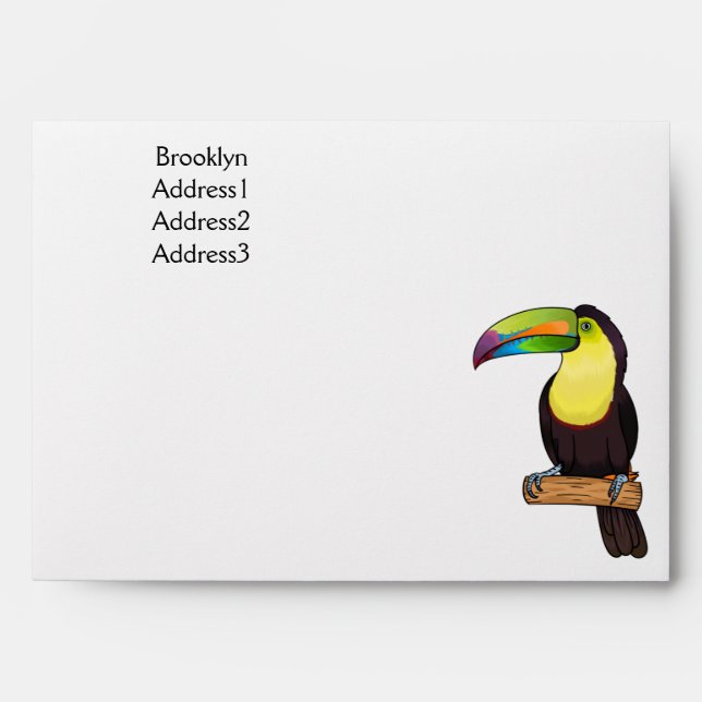 Keel-billed toucan bird cartoon illustration  envelope (Front)