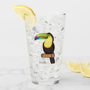 Keel-billed toucan bird cartoon illustration glass