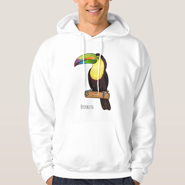 Keel-billed toucan bird cartoon illustration hoodie (Front)