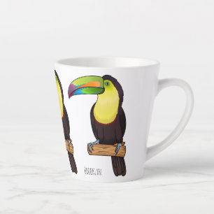 Keel-billed toucan bird cartoon illustration  latte mug
