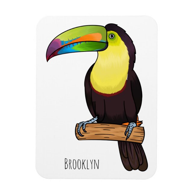 Keel-billed toucan bird cartoon illustration   magnet (Vertical)