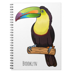 Keel-billed toucan bird cartoon illustration  notebook