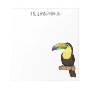 Keel-billed toucan bird cartoon illustration notepad