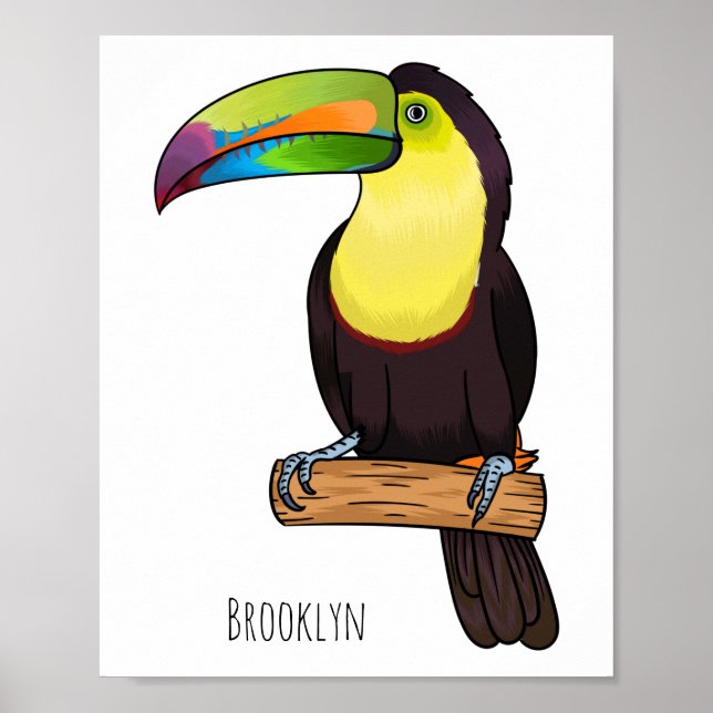 Keel-billed toucan bird cartoon illustration poster (Front)
