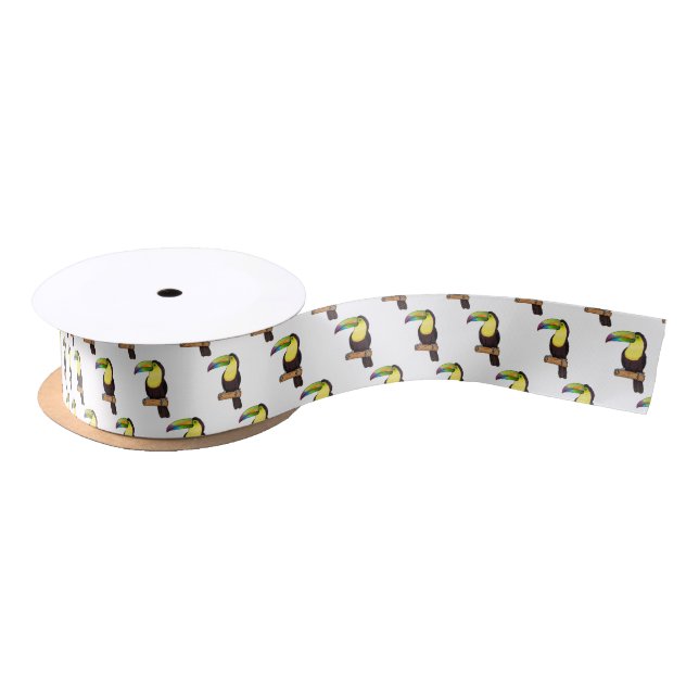 Keel-billed toucan bird cartoon illustration   satin ribbon (Spool)