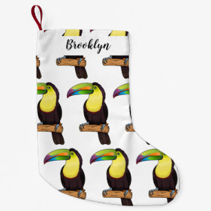 Keel-billed toucan bird cartoon illustration  small christmas stocking