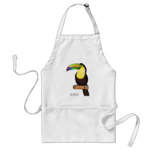Keel-billed toucan bird cartoon illustration  standard apron