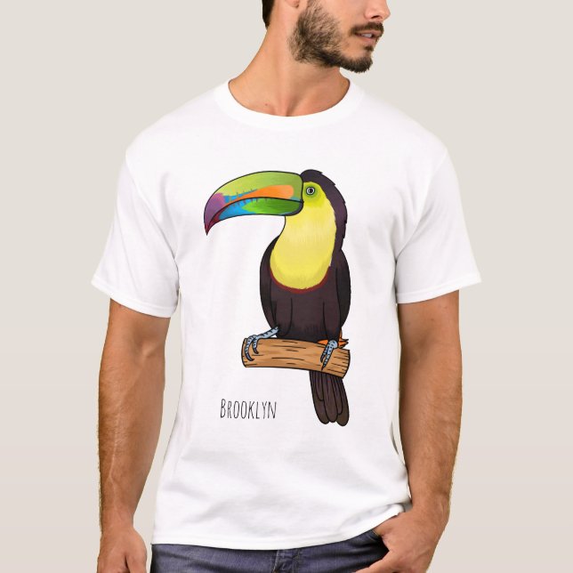 Keel-billed toucan bird cartoon illustration T-Shirt (Front)
