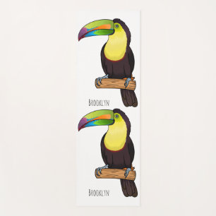Keel-billed toucan bird cartoon illustration  yoga mat