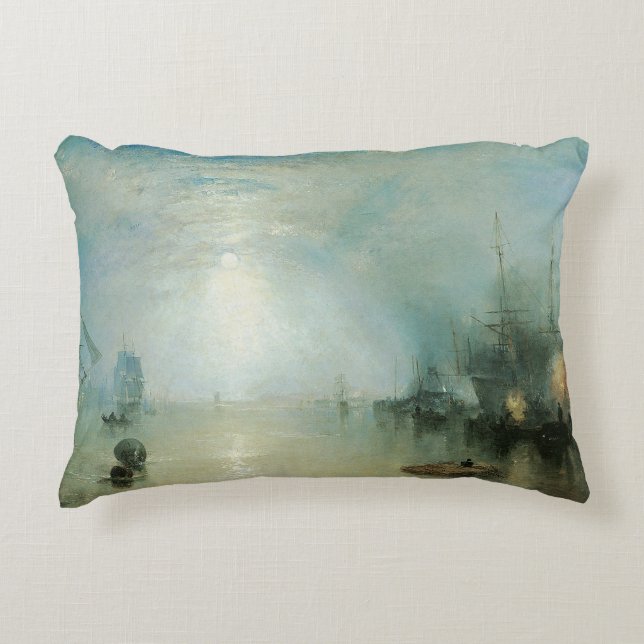 Keelmen Heaving Coals, Moonlight by Joseph Turner Decorative Cushion (Front)