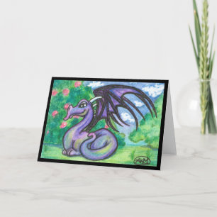 Keely : Purple Dragon Greeting Card (Blank)