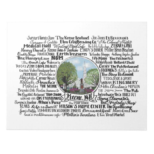 Keene, NH - Now & Then Notepad (Front)