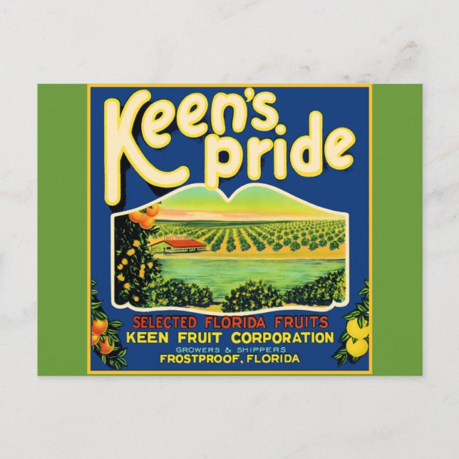 Keen's Pride  Frostproof Florida Label Postcard (Front)
