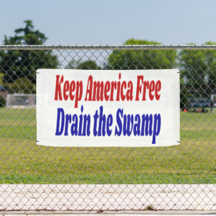 Keep America Free Drain the Swamp red blue Banner