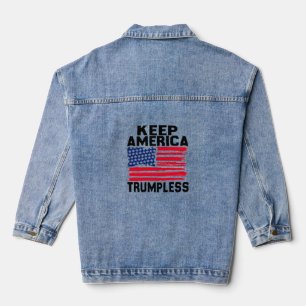 Keep america trumpless denim jacket