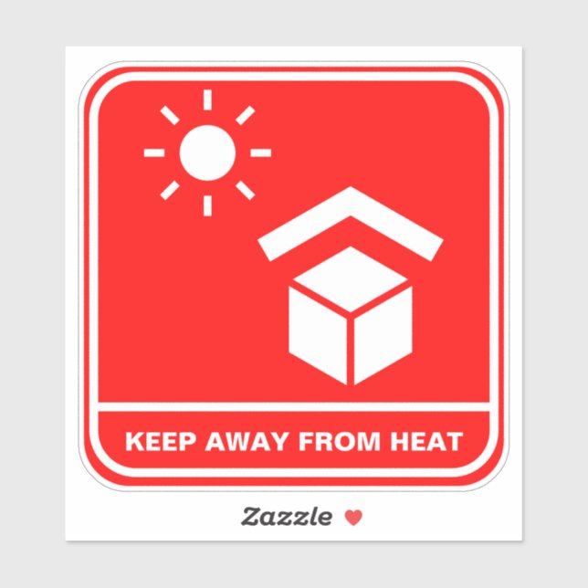 Keep Away From Heat Red Warning Stickers (Sheet)