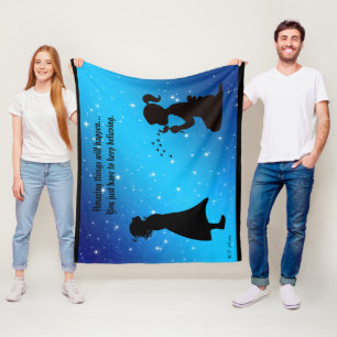 Keep Believing Starry Sky  Med w/ Black Background Fleece Blanket