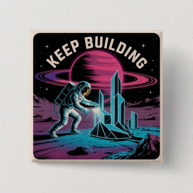 Keep Building 15 Cm Square Badge (Front)