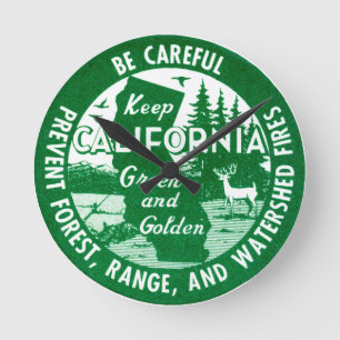 Keep California Green and Golden Round Clock