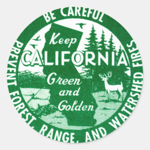 Keep California Green + Golden Classic Round Sticker