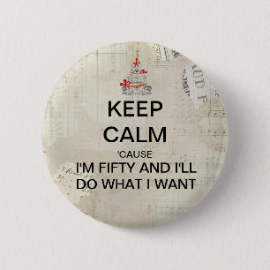 Keep Calm 50th Birthday Party Favour 6 Cm Round Badge