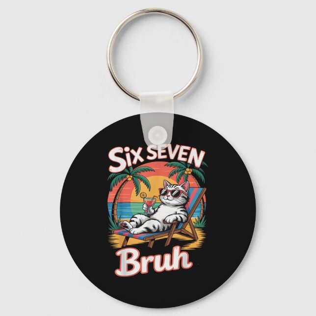 Keep Calm 67 Bruh Cat Vacation Cruise Trip Joke Ge Key Ring (Front)