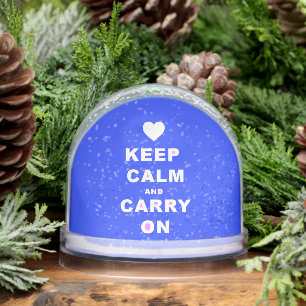 KEEP CALM AN CARRY ON Blue Snowglobe