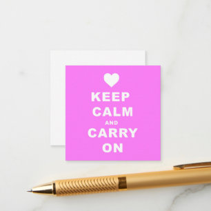 KEEP CALM AN CARRY ON Pink Enclosure Card