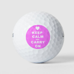 KEEP CALM AN CARRY ON Pink Golf Balls