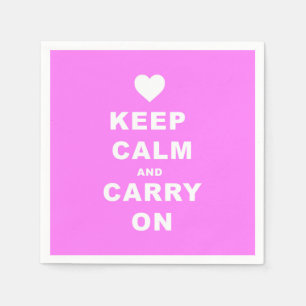 KEEP CALM AN CARRY ON Pink Napkin