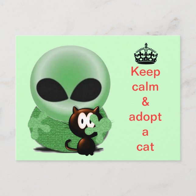 Keep calm and adopt a cat postcard (Front)