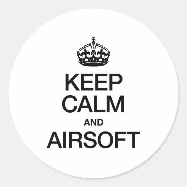 KEEP CALM AND AIRSOFT CLASSIC ROUND STICKER (Front)