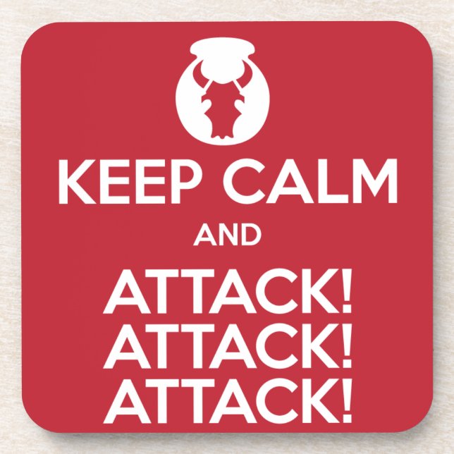 Keep Calm and Attack3x coasters, set of 6 Coaster (Front)